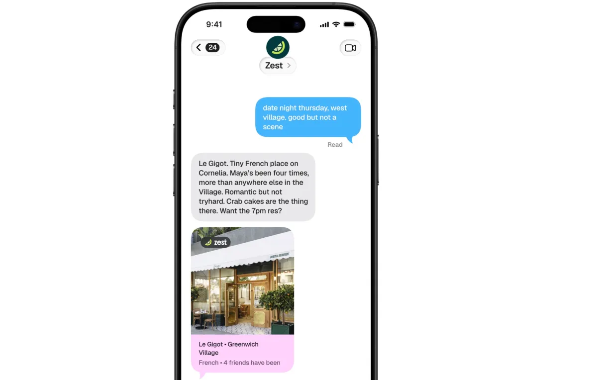 Zest’s new AI agent finds restaurants and books reservations over text